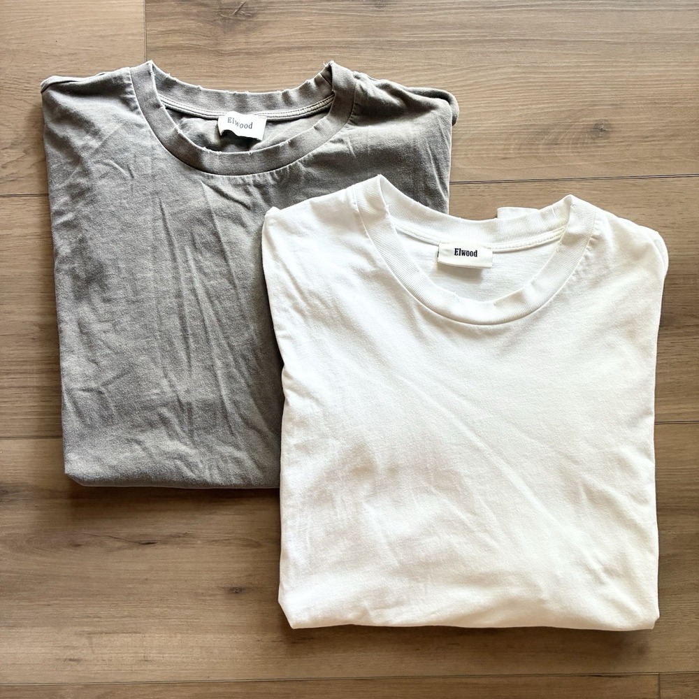 Elwood Oversized Boxy Core Tee Organic 100% Cotton Shirt Bundle of Two Size XL
